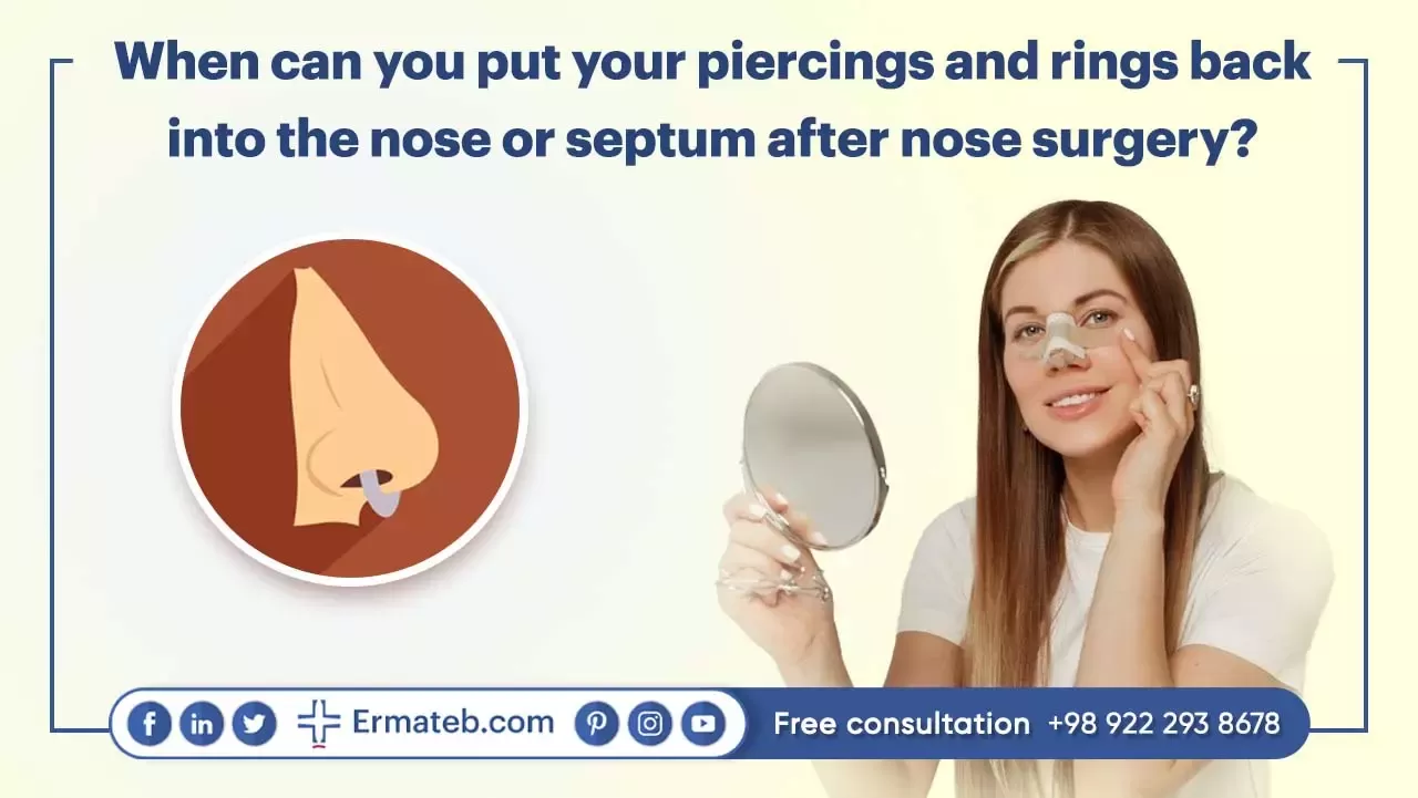 When can you put your piercings and rings back into the nose or septum after nose surgery?